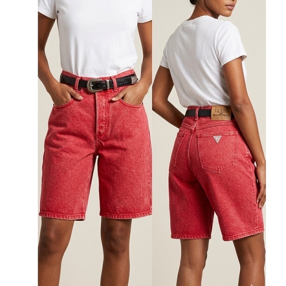 Vintage GUESS Jeans Red Acid Wash High Waist Shorts NWT George Marciano 1980 -1